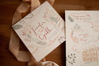 Faire-part mariage poétique terracotta naturel